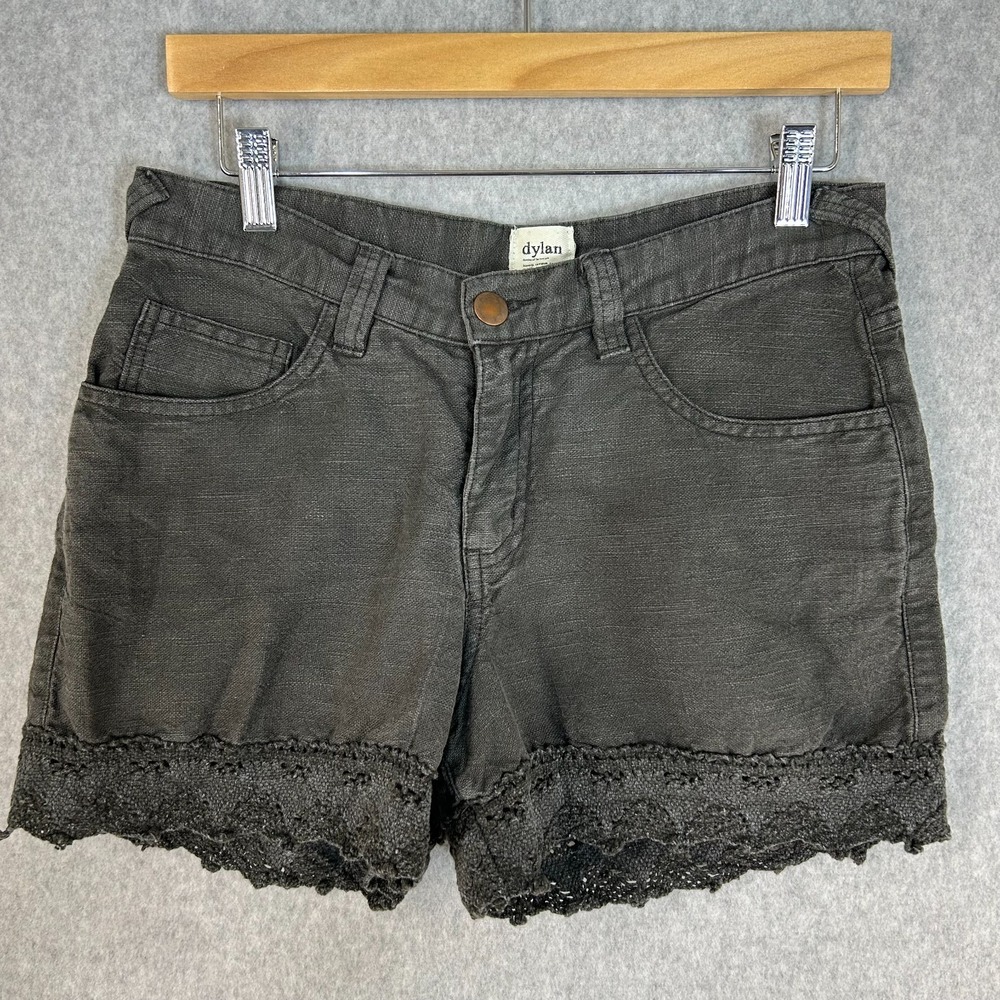 Dylan Los Angeles Shorts Charcoal Gray Crochet Trim Boho Summer Womens Size 2